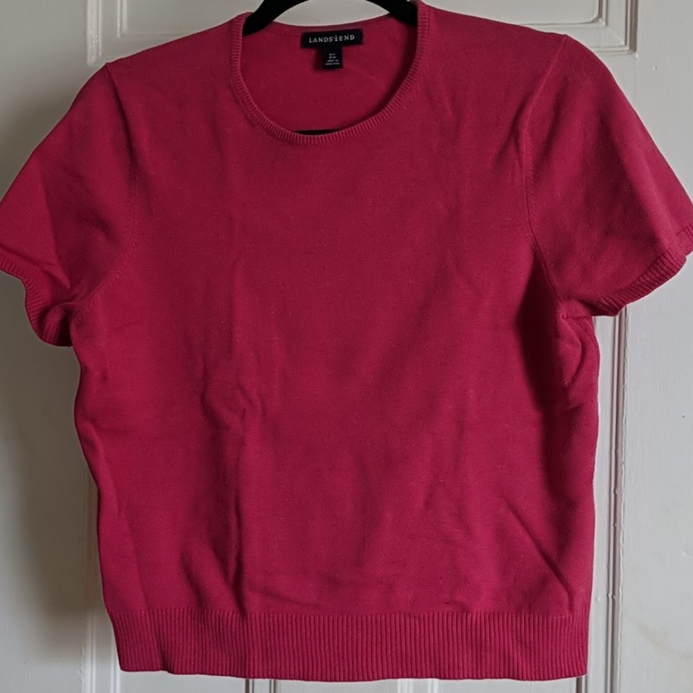 Lands' End pink sweater tee